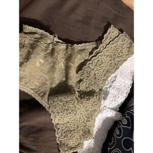 BP Women's Panties Lace Thong White And Olive Green 3X   2 Pack